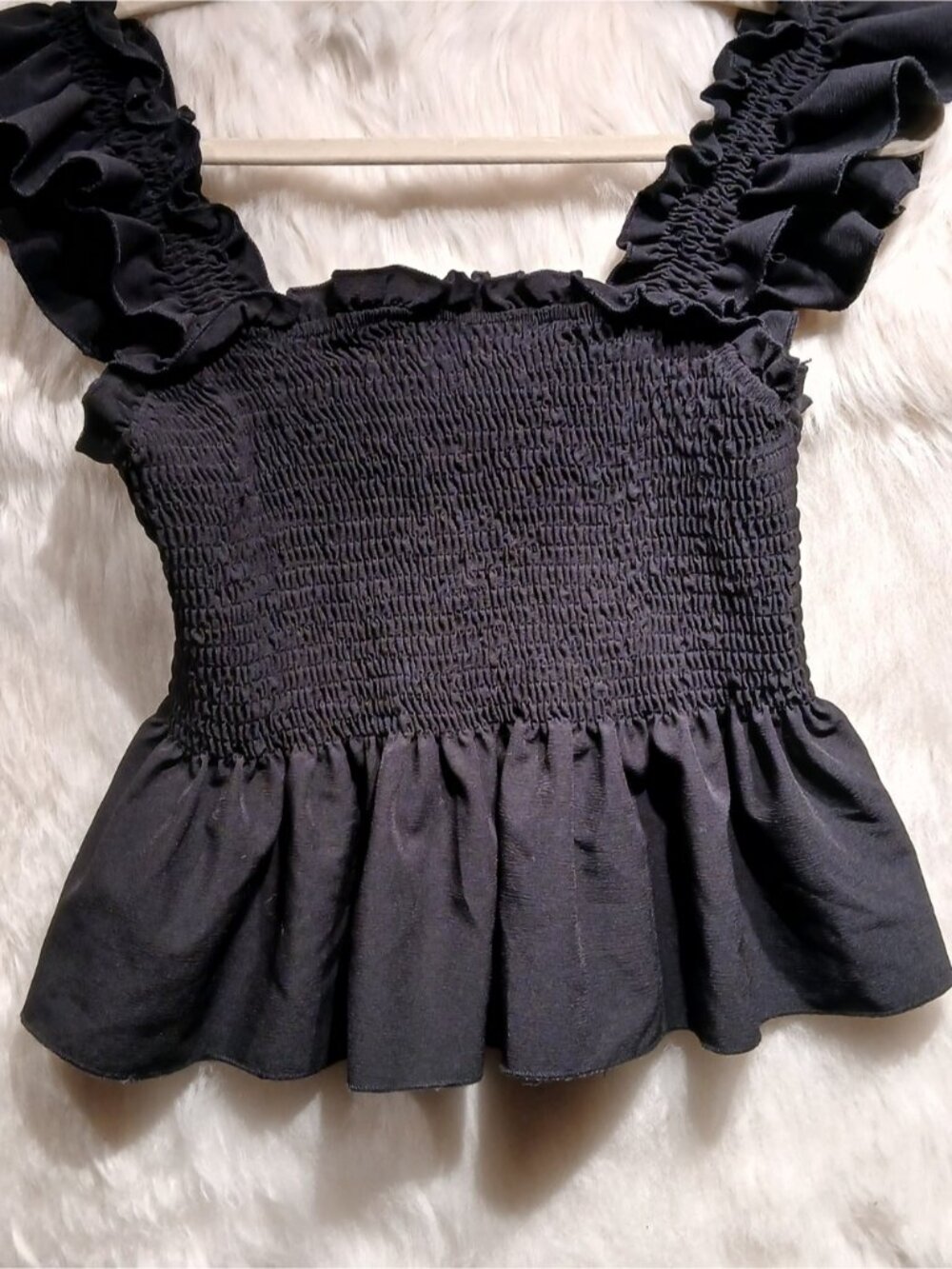Black Ruffle Peplum Crop Top